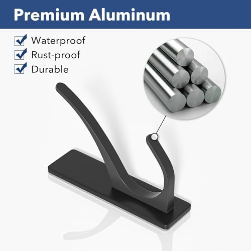 pickpiff Self Adhesive Coat Hooks for Hanging: Heavy Duty Stainless Wall Hook for Towel, Backpack, Hat, Sturdy Metal Hanger for Bathroom, Bedroom, Door, 4-Pack, Matt Black - 5