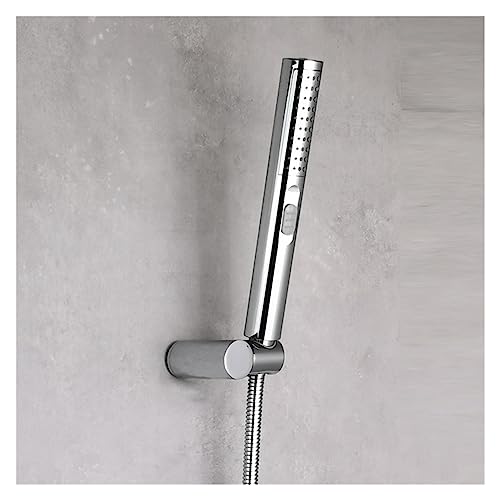 Douchette ronde en laiton or brossé chic avec support mural et flexible de douche design