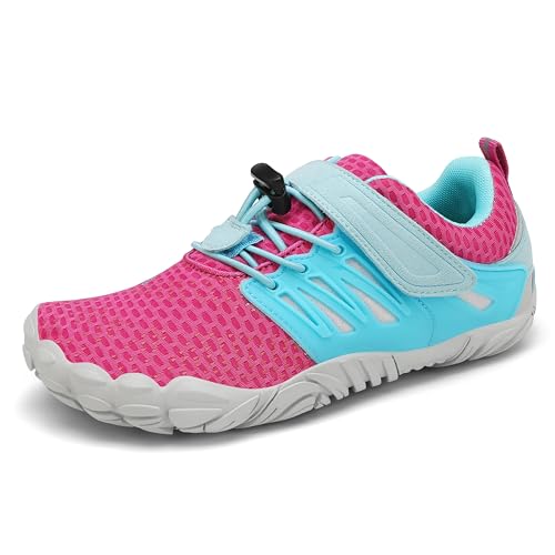 SAGUARO Niños Niño Niña Zapatillas Barefoot Zapatos Minimalistas Transpirables Calzado Barefoot Antideslizante Zapatillas de Trail Running Rojo,Gr.29
