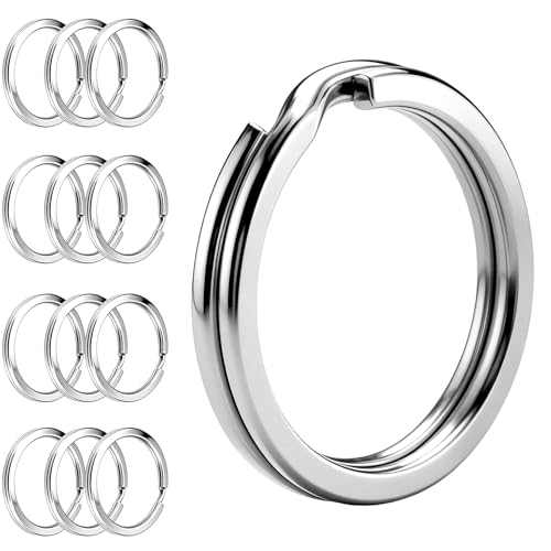 Bitone 20Pcs Porte-clés 304,Anneaux Ф25mm,Porte Clef pour outes sortes de clés,Bricolage,Artisanat, Maison,Voiture,Sport & Cadeau（argenté）