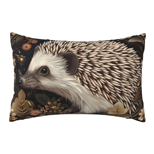 Keebik William Morris Style Vintage Flowers Animal Hedgehog Throw Pillow Cover Soft Decorative Throw Pillowcases Cushion Case for Home Decor Living Room Bed Couch Car 12x20 Inch