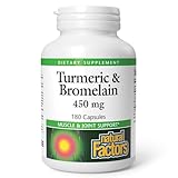 Natural Factors, Turmeric & Bromelain 450 mg, Muscle and Joint Support, 180 Capsules