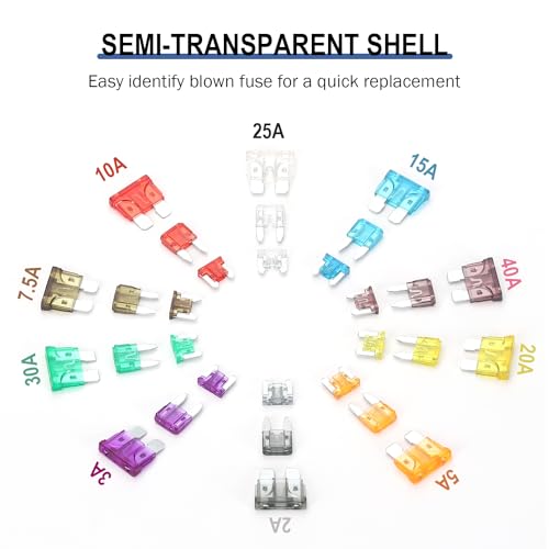 Bulgilia CHU-A3114 180Pcs Fuse Kit - Car Fuses Assortment Kit, Blade Automotive Fuses, Standard & Mini & Low Profile Mini Size thumb #4