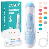 COSLUS Rechargeable Baby Nail File: Cordless Baby Nail Trimmer Electric, Baby Nail Clipper with 5 Speeds & 6 Grinding Heads for Baby Kid, CPC Certified & Quiet Design - Safe for Sleep Trim, C52 Blue