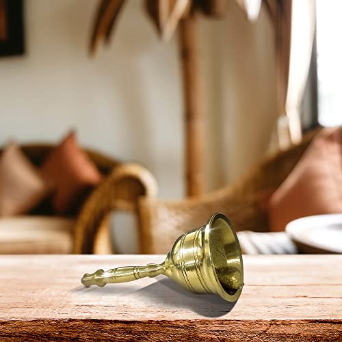 Shubhkart Handglocke aus massivem Messing, für Pooja, Hochzeit, Veranstaltungen, Dekoration, Lebensmittellinie, Alarm, Klingeln, Service-Glocke (mittelgroß)
