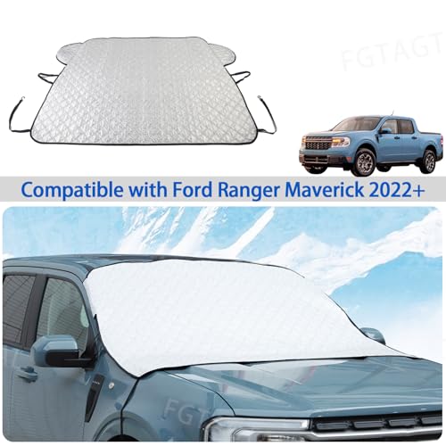 Image of Windshield Snow Cover Fit for Ford Ranger Maverick 2022-2024, Front Windshield Cover for Ice and Snow, Auto Extra Thick Windshield Ice Cover Protects Windshield from Rain, Sun, Frost