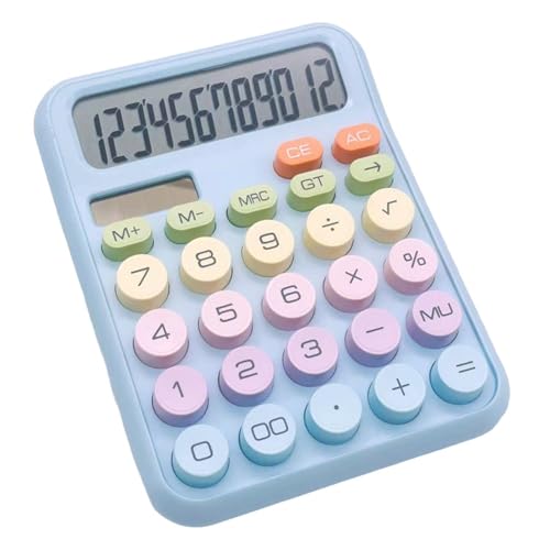 Image of DRAKIO Desktop Calculator 12 Digit Large Display, Solar Battery Dual Power Basic Calculator for Office School, Cute Colorful Calculator for Students, Electronic Desk Calculator