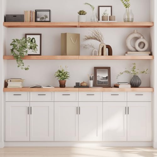 LLEZKBR Furniture Select-Estante de pared marrón claro, 200 x 40 x (2-6) cm, roble macizo tratado