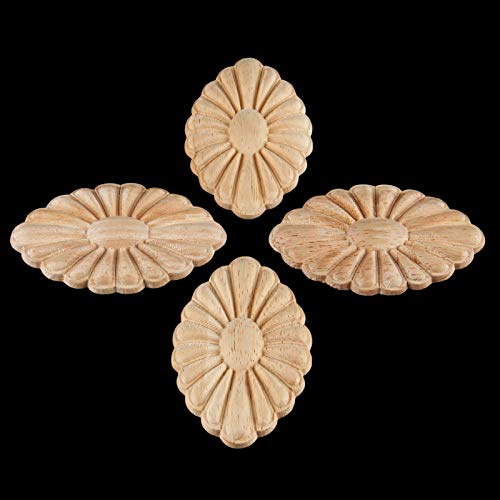4pcs 8# Holz Skulptur quadratische Corner Flourish Blumen Muster Onlay Unpainted Tür Europäischer Stil