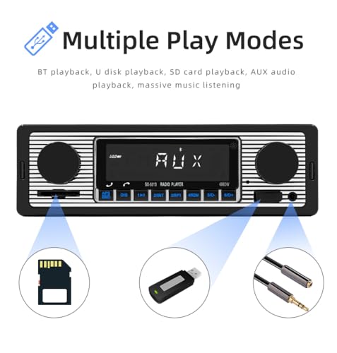Radio para auto single din Bluetooth con control remoto miniatura 5
