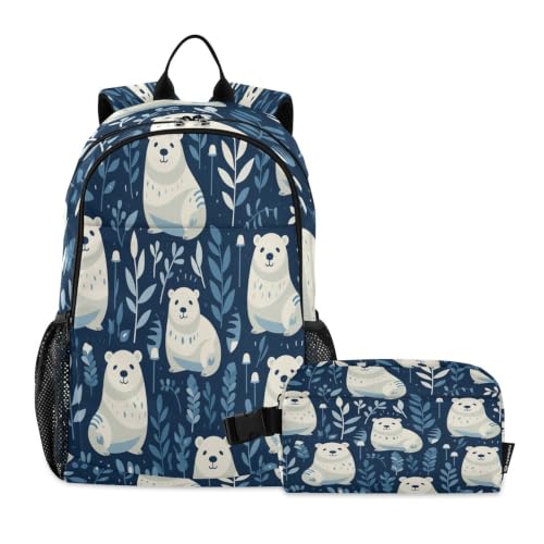 Sac d'école léger ours polaire pour repas et cours des enfants