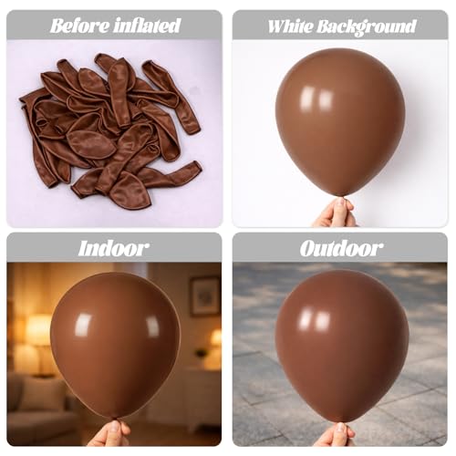 Image of Voircoloria 90pack Coffee Balloons Different Size 18 /12 /10 /5 Inch Coffee Balloon Garland Arch Kit for Graduation, Wedding, Birthday, Thanksgiving Day Party, Baby Shower, Anniversary Party Decorations
