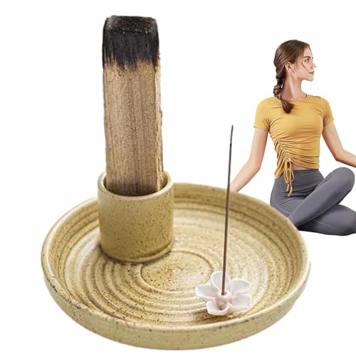 Kixolazr Quemador de salvia, soporte de Palo Santo - Recipiente de incienso de cerámica, portavelas, decoración del hogar, soporte para salvia, para escritorio, estantería, mesa, dormitorio, sala de