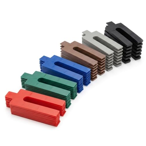 100pc Assorted Plastic Packers Durable Shims in 6 Sizes (1mm to 6mm) Ideal for Leveling Spacing and Packing Perfect for Windows Doors