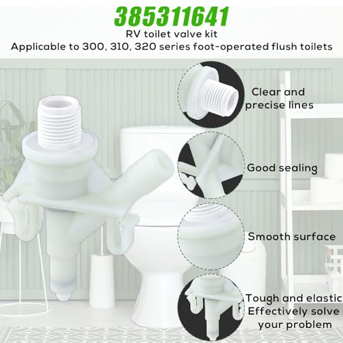 Image of Gosknor RV Toilet Valve Replacement Kit, RV Toilet Foot Flush Valve Compatible with Dometic 300 310 320 RV Toilet Parts for RV Toilets & Marine Toilet
