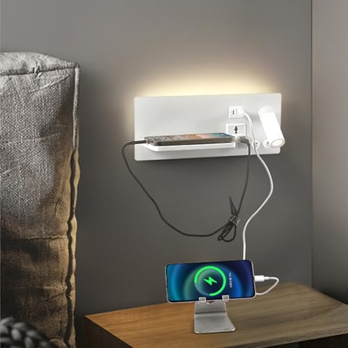 Lámpara de pared interior LED con puerto USB negro aplique con interruptor integrado 7