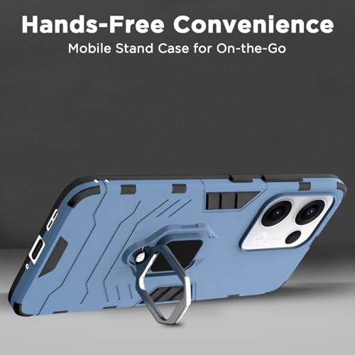 Image of Pikkme D5 Tough Armor Bumper Case | 360 Protection Case | Ring Holder Stand Back Cover for Oppo Reno 13 5G (Blue)