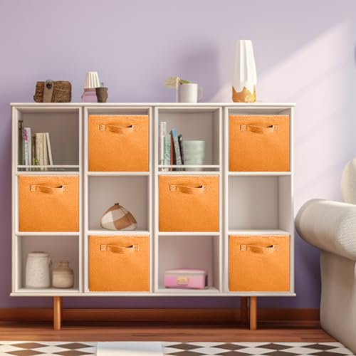 ShellKingdom Storage Bins, Foldable Fabric Storage Cubes and Cloth Storage Organizer Drawer for Closet and Toys Storage, 2 Pack (Orange) by ShellKingdom - Image 3