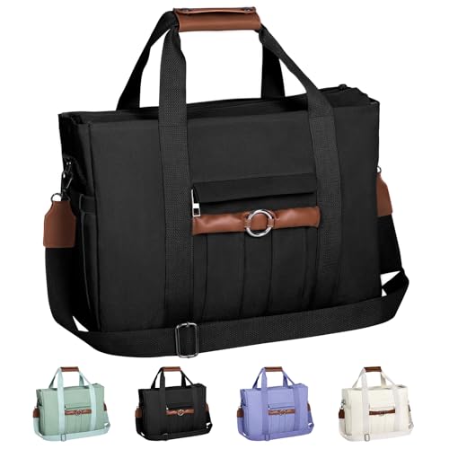 Canvas Tote Bag for Women with Zipper Pockets and Compartments Top Handle Crossbody Shoulder Handbags Satchel Bags for Women