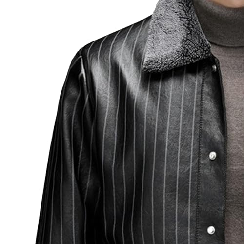 Chaqueta bomber de cuero vintage rayada para hombre miniatura 3