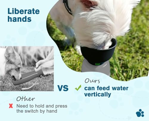 pecute Trinkflasche Hunde für Unterwegs, Hundetrinkflasche Silikon Wasserflasche Hund mit Faltbarer Wasserschale, Hunde Trinkflasche to Go, Haustier Trinknapf Tragbare Grau S 350 ml
