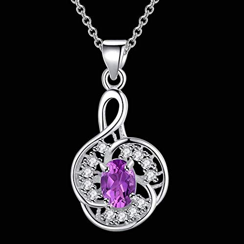Pendentif cyclique en zircone violette et son collier plaqué argent