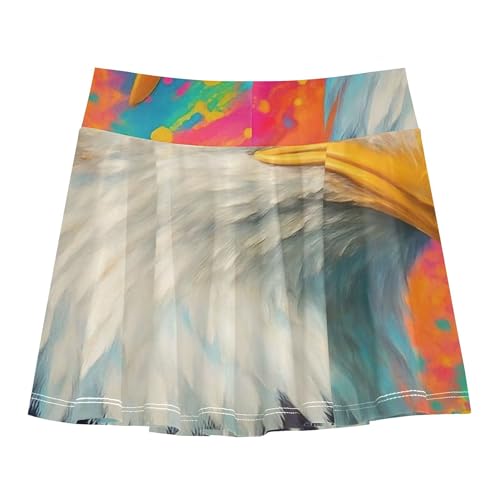 Tennis Skirts Kids Colorful American Bald Eagle USA Girls' Shorts Athletic Skorts Print School Skirt 4t2