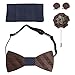 Holibanna Herren Bowtie Set mit Holz Muster Bowtie Manschettenknöpfe Hanky Boutonniere Hochzeit Anzug Zubehör für Männer Vatertag Geschenk Blau