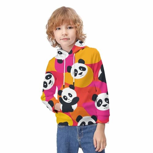 Pullover athlétique décontracté à motif panda pour l'école et le sport