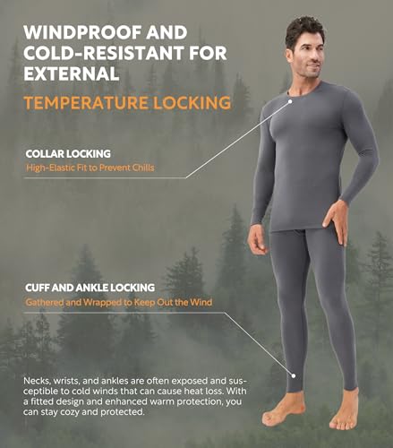 DAVID ARCHY Roupa íntima térmica masculina leve - conforto respirável para clima frio, ideal para us