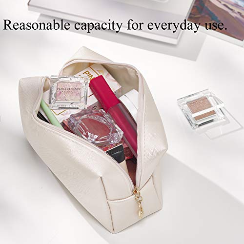 PU Leather Cosmetic Bag for Women Minimalism Makeup Bag for Daily Use Portable Storage Purse Small Neat Cosmetic Pouch Water-resistant Toiletry Bag for Travel (Light Pink)4