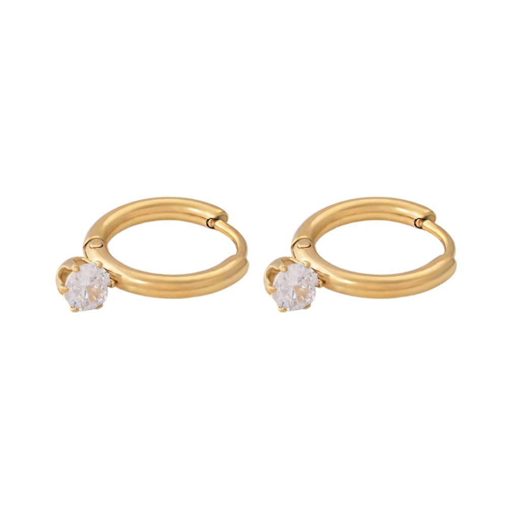 PALMONAS Athena Solitaire Hoop Earrings |Gifts For Girlfriend |Gift For Women & Girls (B0DBL8C1XZ) Amazon Price History, Amazon Price Tracker