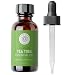 Tea Tree Essential Oil, Natural Treatment for Acne, Hair and Diffuser, 100% Pure Melaleuca Oil by Pure Body Naturals, 1 Ounce (Label Varies)
