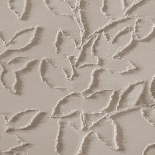 Image of Litanika Queen Size Comforter Set Light Coffee, 3 Piece Cream Boho Tufted Bedding, Fluffy Farmhouse Bed Set for All Season with 2 Leaf Pattern Pillowcases(90x90In)