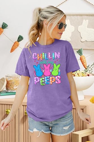 Image of LAZYCHILD Women Easter Teacher Shirts: Funny Treat All with Kindness T-Shirt Bunny Rabbit Tee Tops