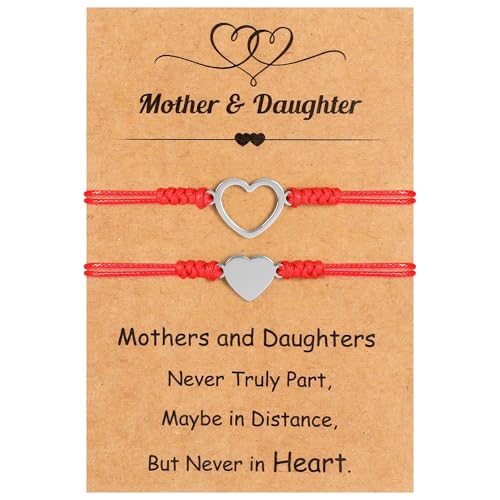 Image of EOBOH Mother's Day Gift Bracelets, Mother's Day Bracelets Adjustable Hearts Mother Daughter with Card, Love Mothers Day Gifts for Grandma Daughter Accessories