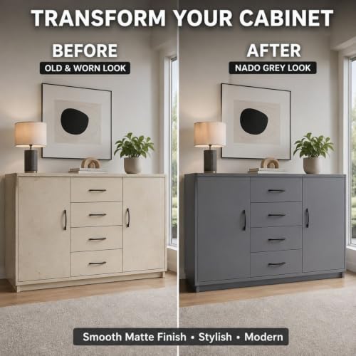 Image of WISDOM Nardo Grey Matte Self Adhesive Wallpaper for Furniture & Cabinets Waterproof, Easy to Clean Peel and Stick Vinyl Film Kitchen Cabinet, Wardrobe, Shelf & Home Decor Makeover (20x144 in)
