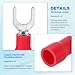 MECCANIXITY Insulated Fork Spade Connectors, 16-14AWG SV2-5 U-Type Tinned Copper Waterproof Fork Crimp terminals Connectors for Industrial Electrical Marine Wiring, Pack of 100 (Red)