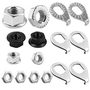 DNGH Achsmutter Fahrrad Flanschmuttern mit Sicherheitsscheiben Kit