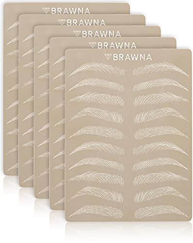 5pcs Microblading Practice Skin - Inkless Double Sided Practice Skin For Eyebrow Tattoos - Fake Skin Sheets - Microblading Supplies | Microshading Kit | PMU Supply