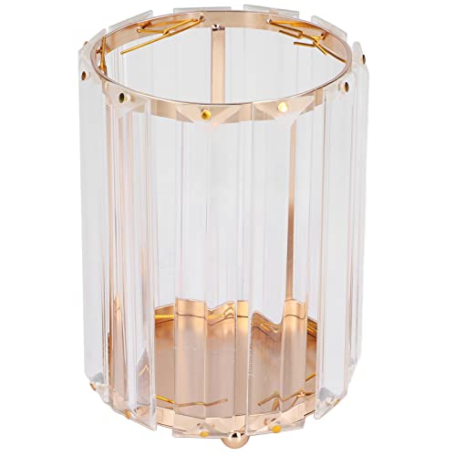 ZHDOKa Elegante Soporte de Cristal para Brochas de Maquillaje, Organizador de Cosméticos Minimalista Y Duradero, Caja de Pañuelos Europea, Cubo de Almacenamiento de Escritorio, Organizador de(Oro)