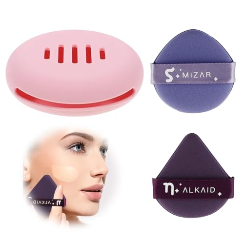 SULIUDAJI 1 Pieza Soporte Esponja de Maquillaje con 2 Piezas Esponja de Maquillaje,Bolsa de Viaje de Silicona Transpirable, para Todos los Tamaños de Esponja(7.5 * 7.5 * 2.5CM)
