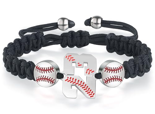 Pulsera de béisbol trenzada ajustable para hombre