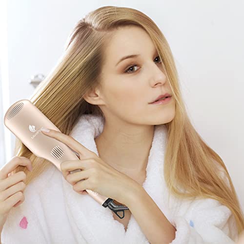 Hair Straightener Brush, Miropure Ionic Hair Straightener Comb With 16 Temp, Auto-Off & Anti-Scald & Effective Hair Care, Mch Heating Hair Straightening Brush For Women #TOP4