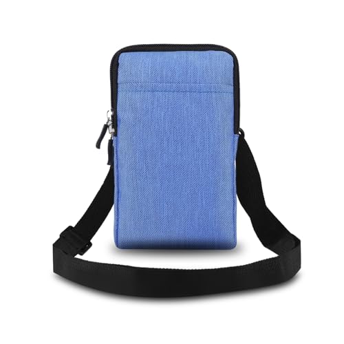 Funda para teléfono para hombre compatible con iPhone 16/15/14/13/12 Pro Max, mini bolsa de hombro cruzada pequeña, compatible con Galaxy S25/S24/S23/S22/S21 Ultra, S23 FE/Pixel 6/7/8 Pro (azul)