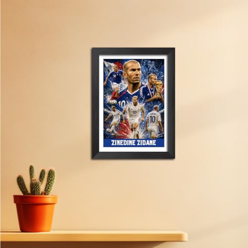 Image of TenorArts Zinedine Zidane France Poster Worldcup Themed Laminated Photo Frame Painting with Matt Finish Black Texture (12 inches x 9inches)
