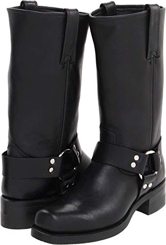 Image of Frye Harness 12R Boots for Men with Oiled-Leather Upper, Siped Outsole with Stacked Leather Heel, and Nickel & Brass Hardware - 12 inch Shaft Height