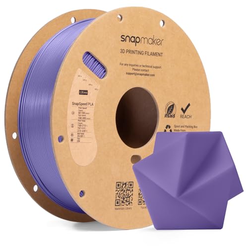 Image of Snapmaker PLA Basic Filament 1.75mm,Snapspeed 3D Printer Filament for Up to 300mm /s High Speed Printing,Dimensional Accuracy + /- 0.02 mm,Clog-Free for Most FDM Printers,1kg Spool (2.2lbs)(Purple-RFID)