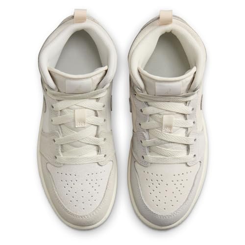 Jordan 1 Mid SE Craft Little Kids' Shoes (FN7494-100, Pale Ivory/Legend Light Brown/Sail) Size 134