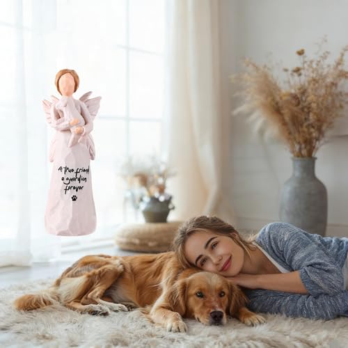 Estatua Angel con Perro, Figura Decorativa Pintada a Mano miniatura 4